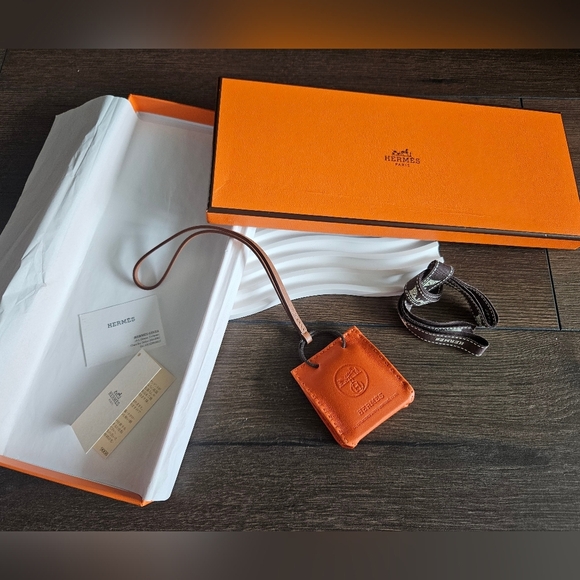 🔥 Hermès Sac Anjou Milo Shopper Bag Orange Y Engraved Bag Charm + Wrapping - Picture 16 of 16